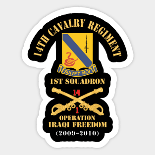 Army - 14th Cavalry Regiment w Cav Br - 1st Squadron - Operation Iraqi Freedom - 2009–2010 - Red Txt X 300 Sticker